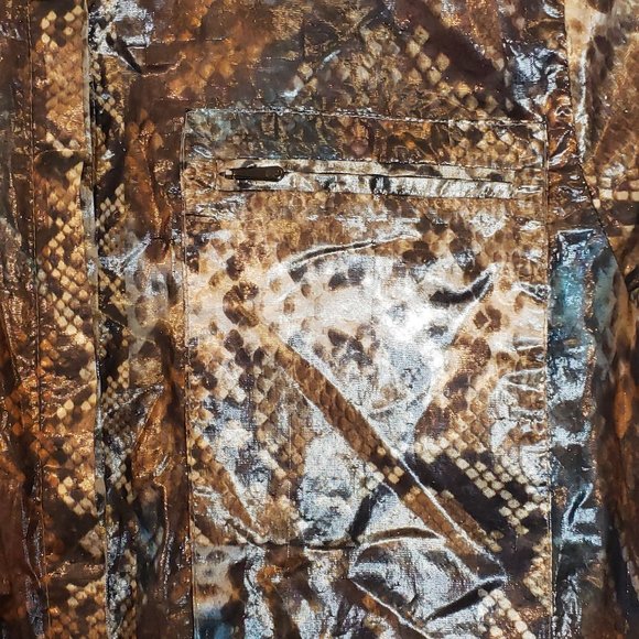 Preen Studio X Thornton Bregazzi Shirt Small Brown Blue Reptile Lame Pockets - Picture 3 of 14